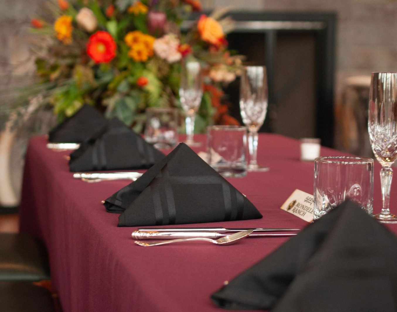 Banquet table with napkin tents