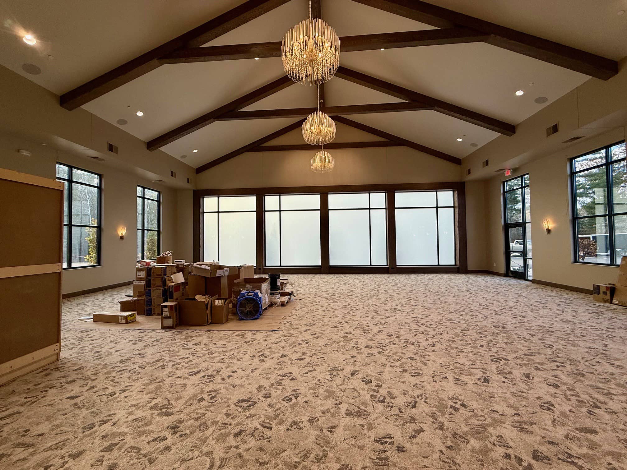 Carpeting and lighting is completed in the chapel/ceremony room